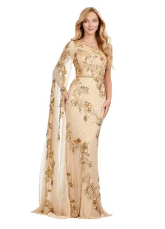The Ashley Lauren 11434 Long Prom Dress is the epitome of elegance and sophistication. With a one shoulder design, fully beaded gown, and floor length silhouette, this dress will make you feel like a star on any special occasion. The sleeve adds a touch of formality, perfect for pageants or formal events. A twist on a classic. This gorgeous fully beaded gown features a one shoulder floor length sleeve for the perfect touch of drama.  Sizes Available: 0,2,4,6,8,10,12,14,16,18,20,22,24