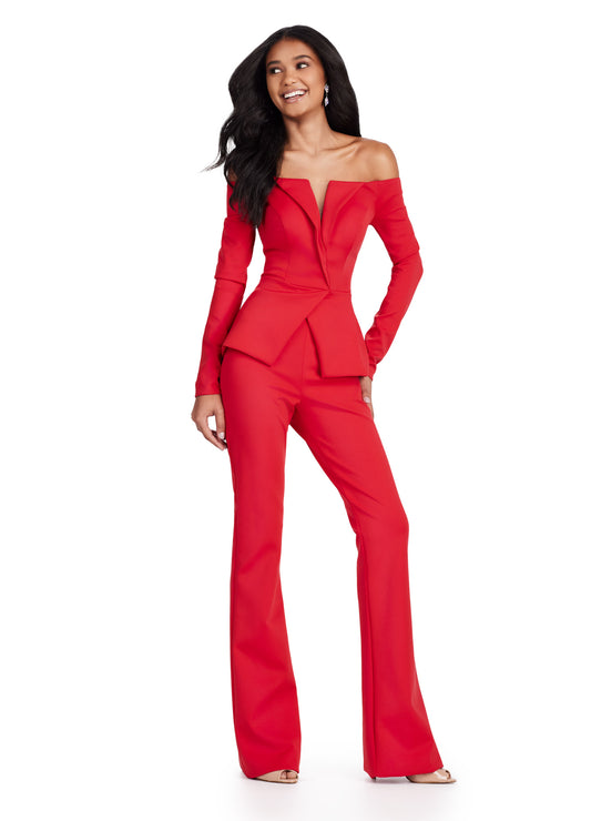 Elevate your style with the Ashley Lauren Prom Formal Scuba Two Piece Jumpsuit. The off-shoulder V-neck top adds a touch of elegance, while the scuba fabric offers a sleek and modern look. Perfect for any formal occasion, this jumpsuit is the ultimate combination of comfort and sophistication. Hello, Gorgeous! Stun the crowd in this perfect scuba two-piece set. Featuring an off shoulder V-neck top and flare pants this set is perfect for your next event.