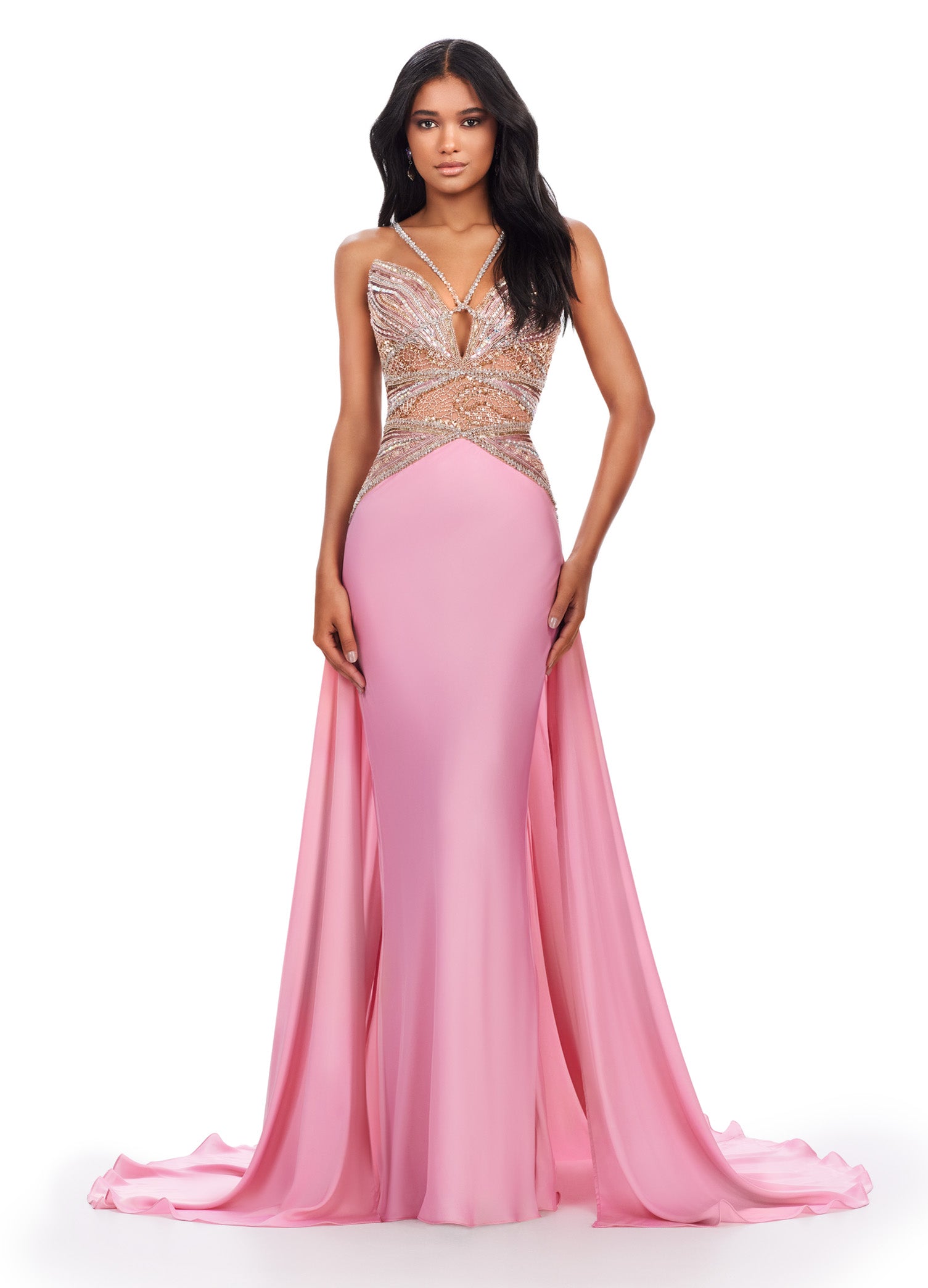 Ashley Lauren 11455 Formal Dresses Ivory 8 / Pink