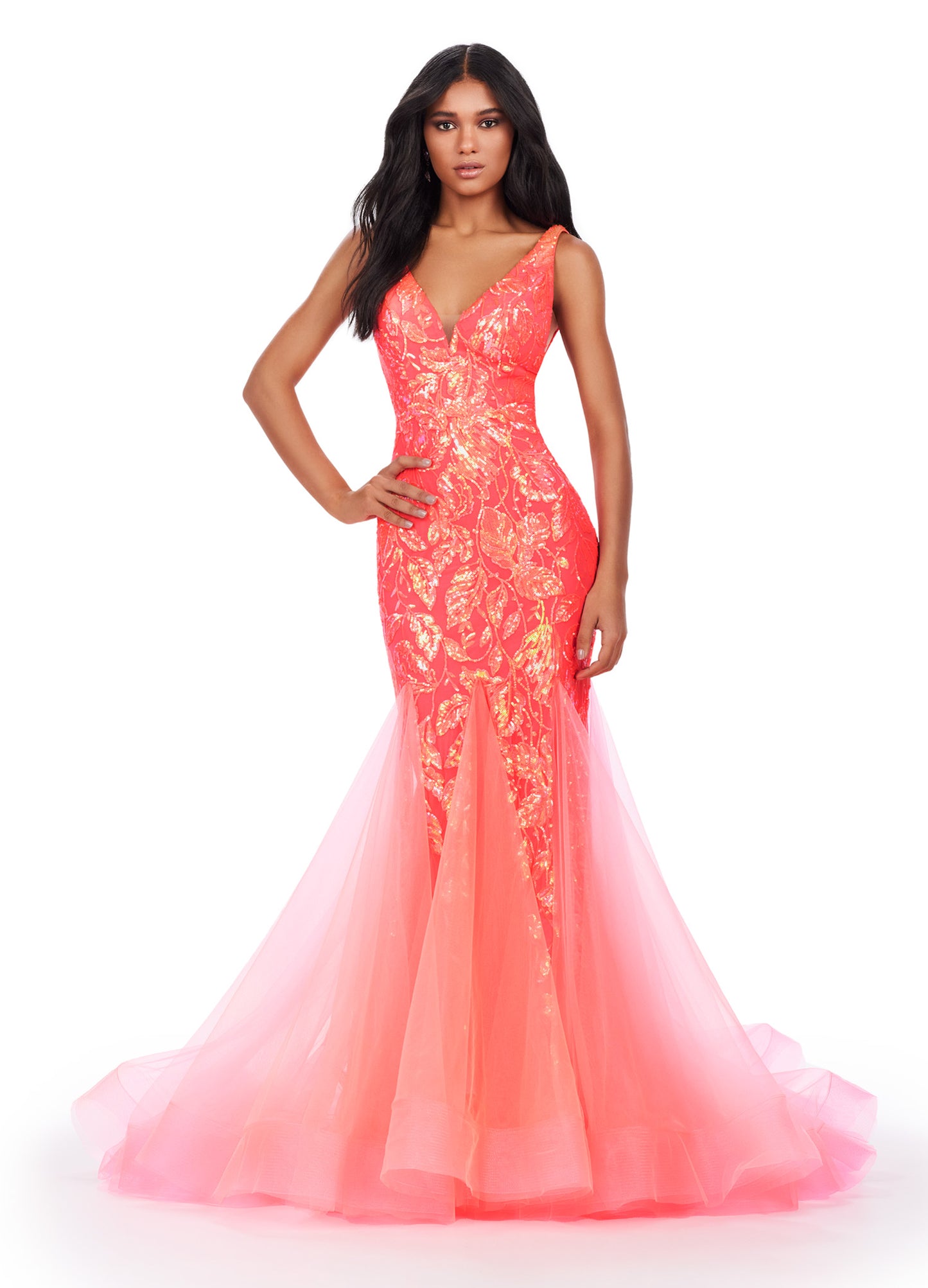 Ashley Lauren 11472 Formal Dresses Neon Coral – Glass Slipper Formals