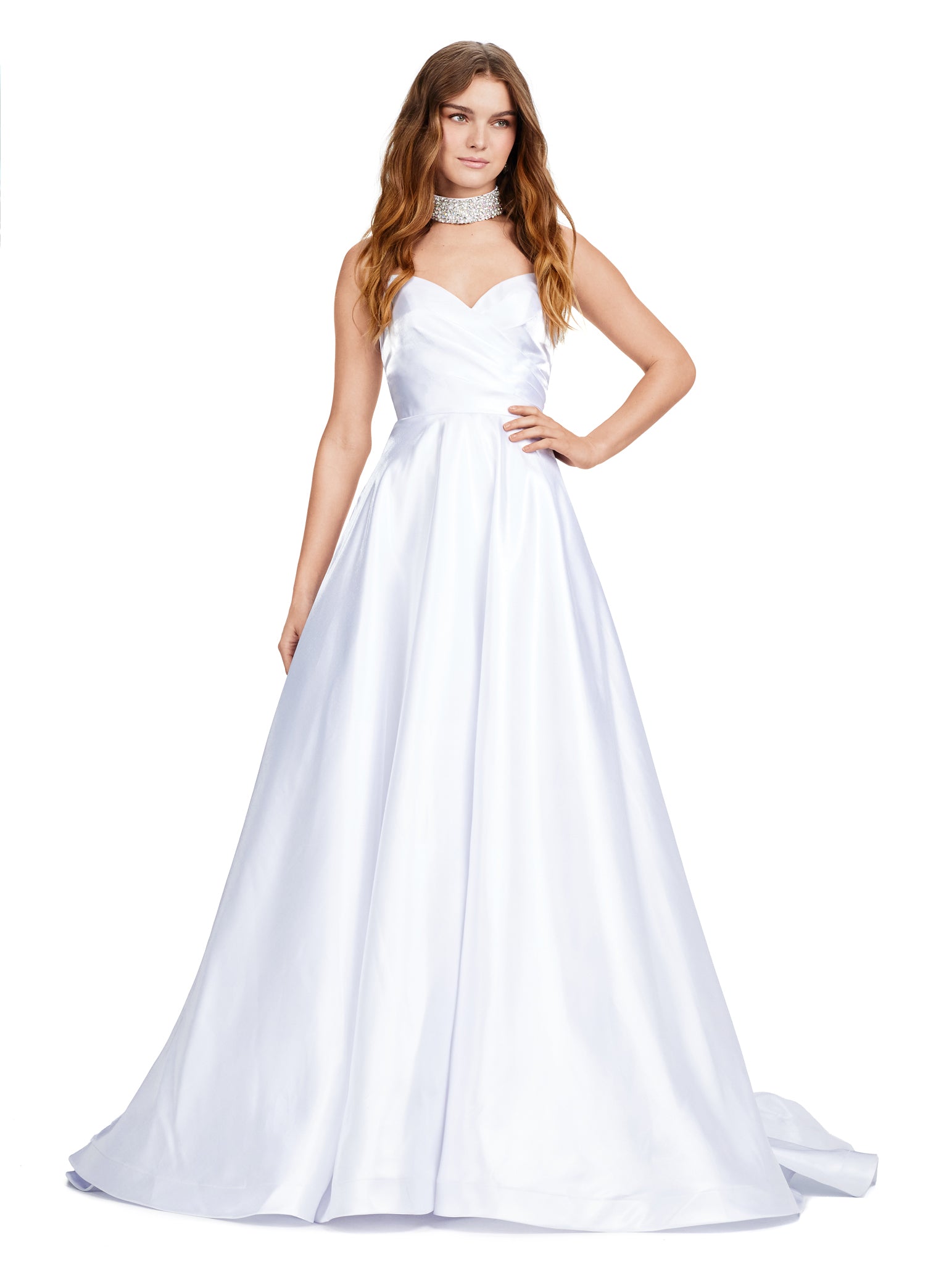 open lace back dress Lace-Up White Strapless Long Formal Dress with Sash Off White / 4 main image 0