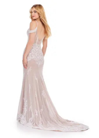 Experience elegance and sophistication in the Ashley Lauren 11506 Long Prom Dress. This stunning gown features a corset bustier and off shoulder straps, adorned with intricate beading. Perfect for formal events and pageants, this dress will make you stand out with its beautiful design. Modern and fabulous! This fully beaded gown features a beaded corset bustier and off shoulder strap details.