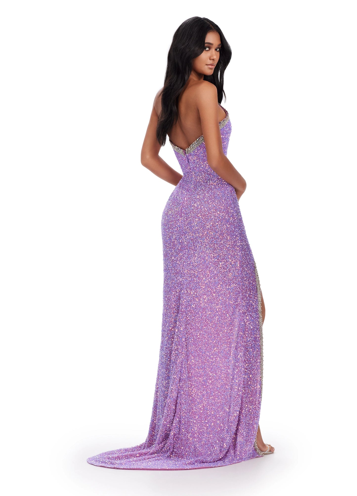 Look glamorous in this Ashley Lauren 11521 beaded sequin pageant dress. Featuring a strapless bodice, a crystal V neckline, beaded sequins, a full skirt with a slit, and a floor-length hem. Look absolutely stunning at your next formal event. Bring the glam! This fully beaded strapless gown features a deep v neckline and a left leg slit.