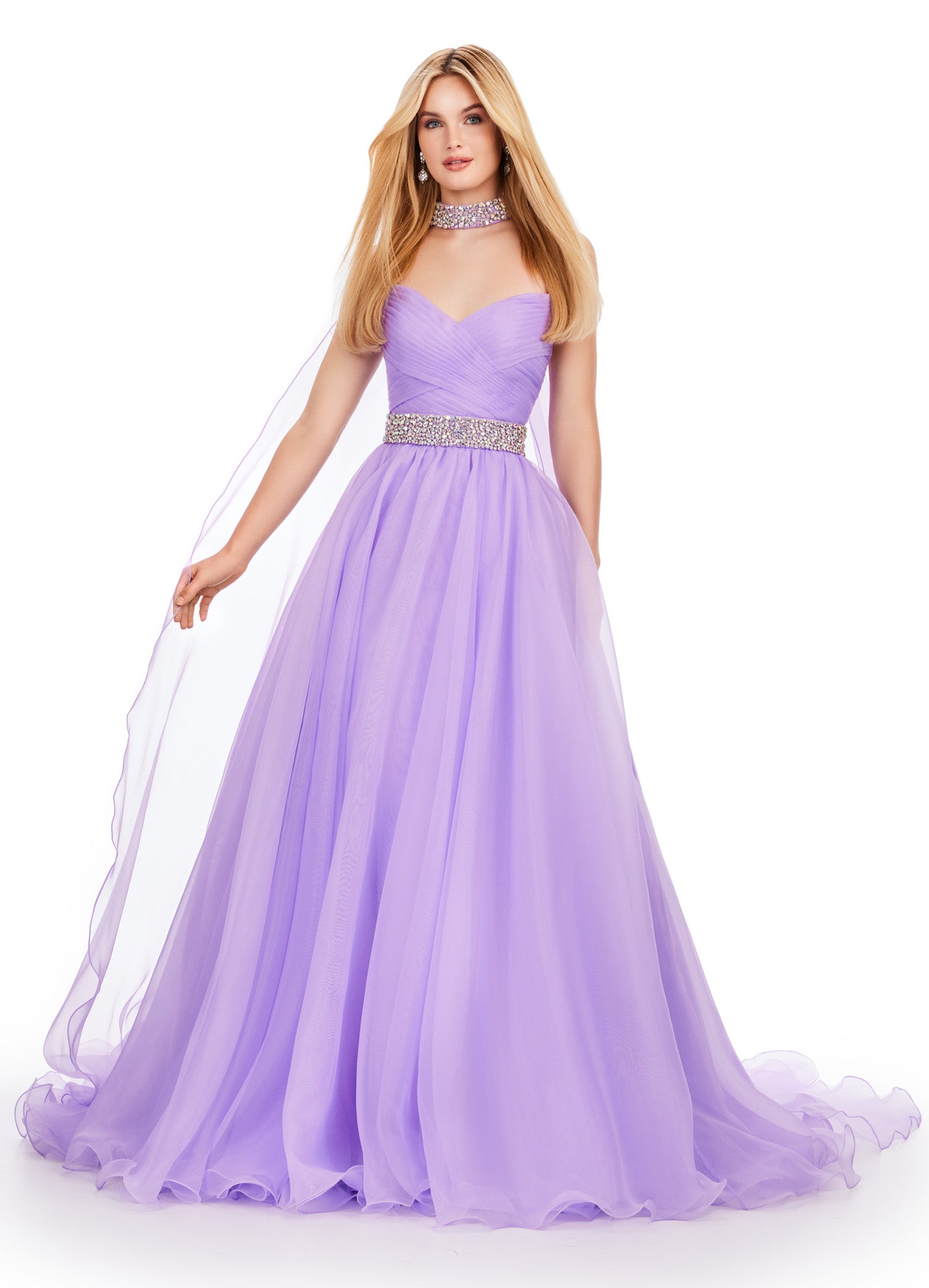 Ashley Lauren 11565 Long Prom Dress Organza Ball Gown Beaded