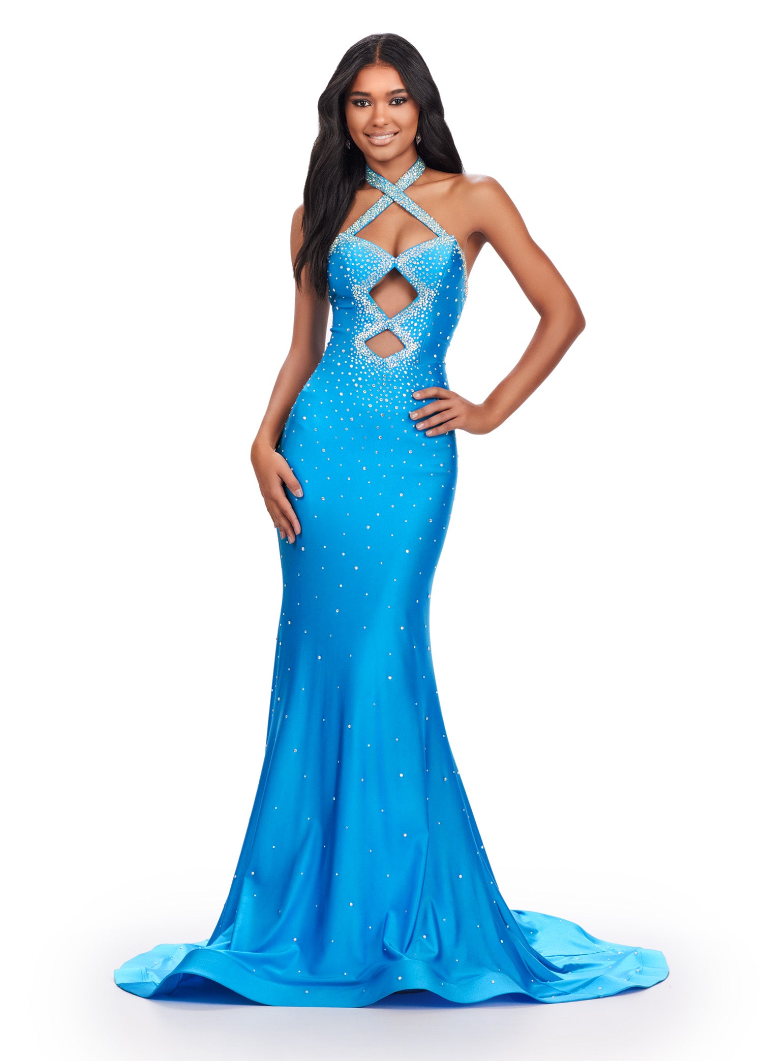 Ashley Lauren 11578 Formal Dresses Black 4 / Ocean