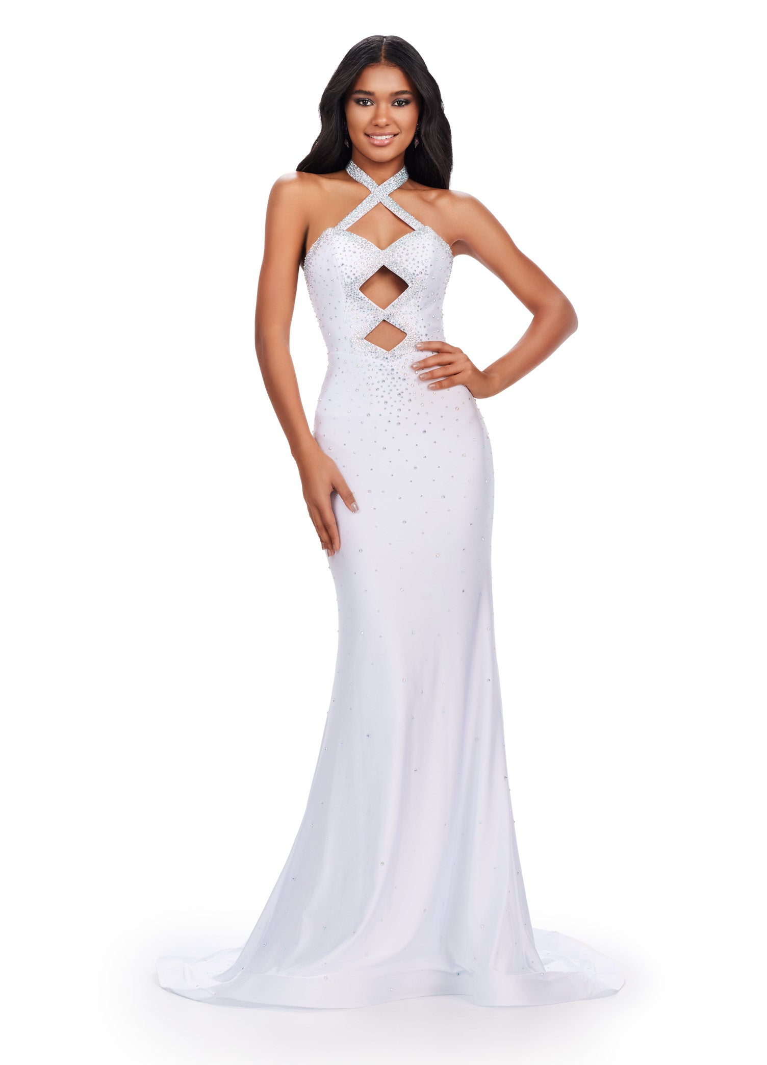 Ashley Lauren 11578 Formal Dresses Black 16 / White