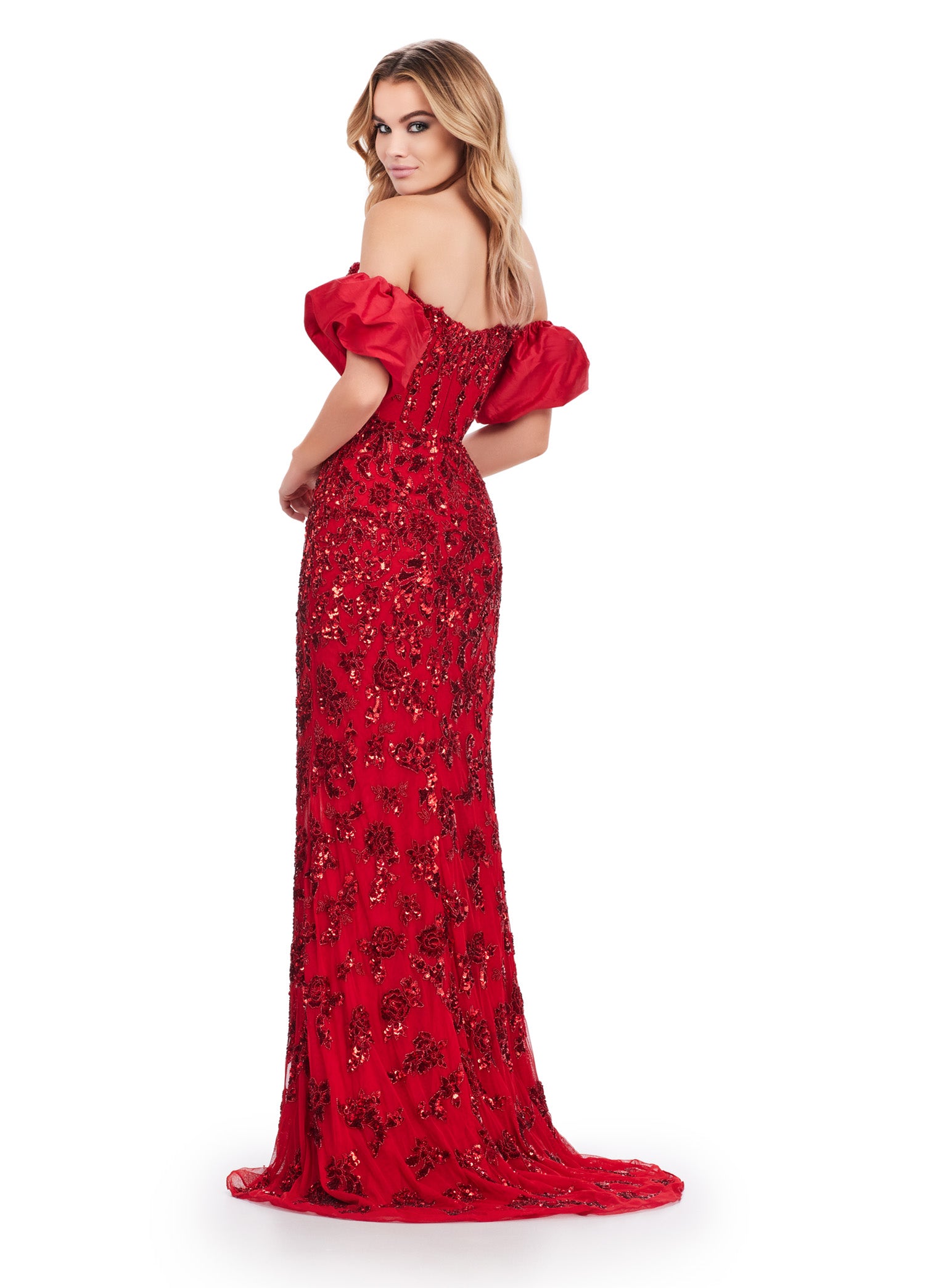 Slip into elegance with the Ashley Lauren 11585 Long Prom Dress. This stunning gown features a beaded strapless bodice, detachable taffeta puff sleeves, and a flowy taffeta skirt. Perfect for any formal event or pageant, this dress is sure to make you stand out with its unique design and impeccable craftsmanship. Look and feel like a princess in the Ashley Lauren 11585. Fun and fabulous! This fully beaded strapless gown features an intricate lace pattern and detachable taffeta puff sleeves.