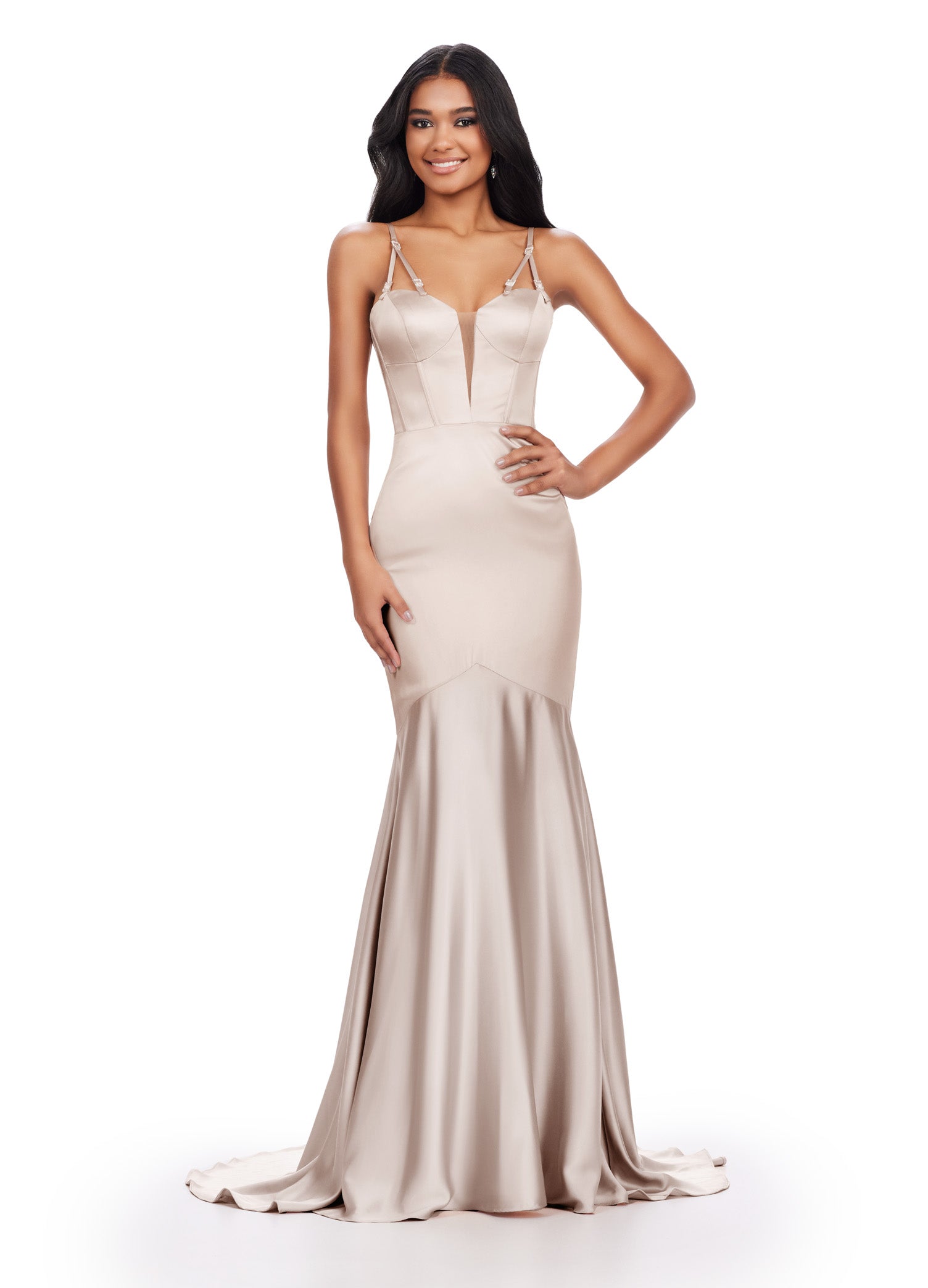 champagne pink mermaid prom dress Ashley Lauren 11644 Formal Dresses Nude 10 / Nude champagne pink mermaid prom dress Ashley Lauren 11644 Formal Dresses Nude 10 / Nude