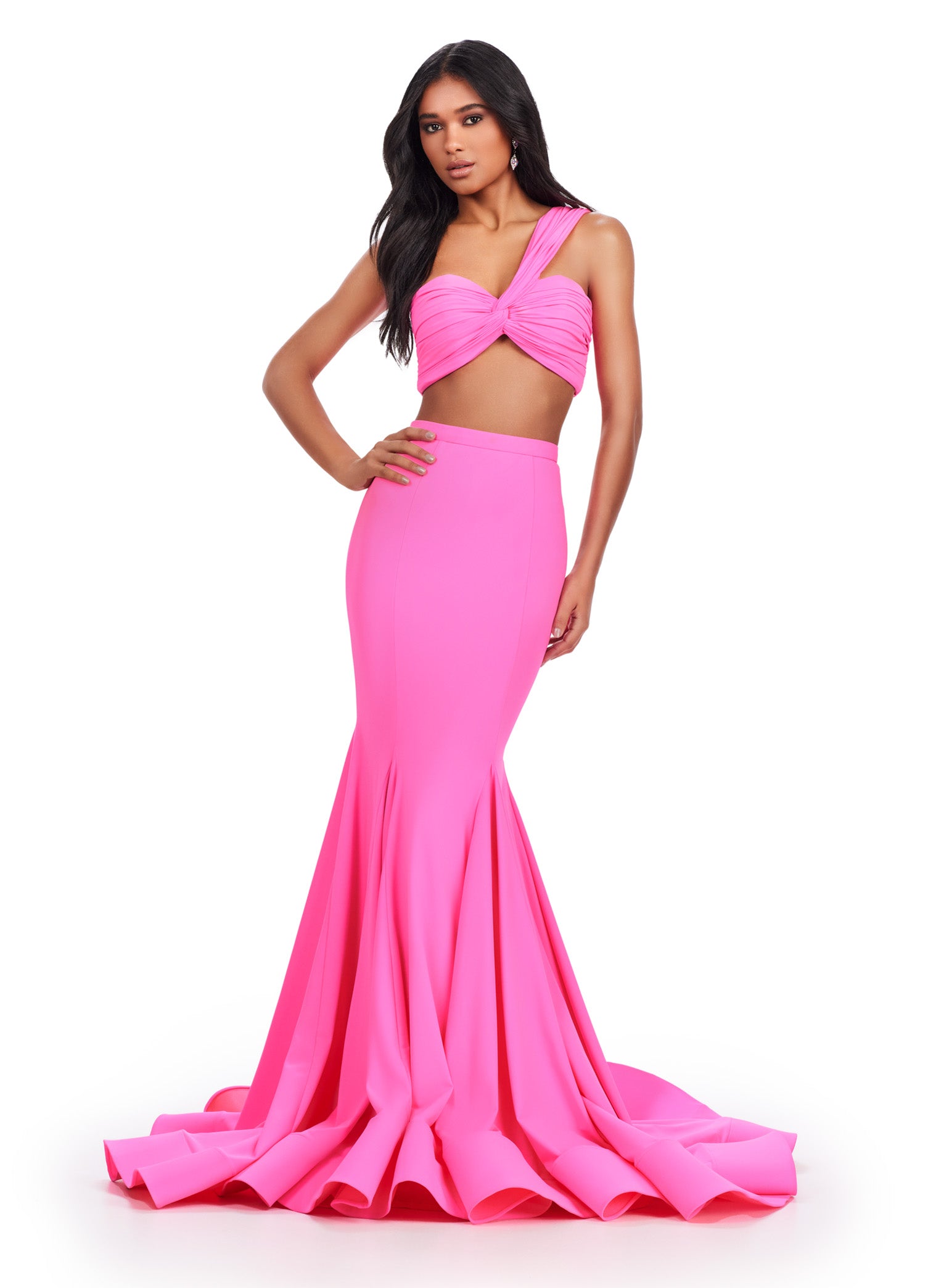 chinese dress ladies Ashley Lauren 11646 Formal Dresses White 00 / Hot Pink