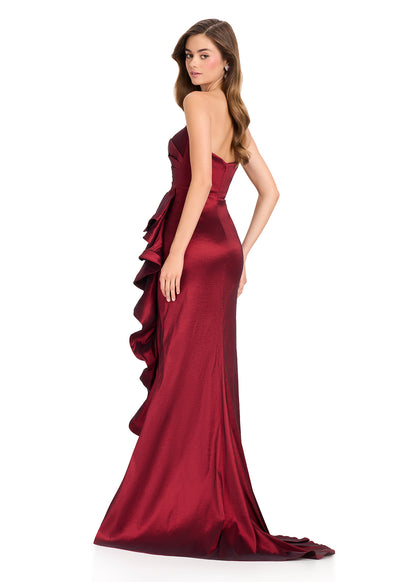ASHLEYlauren 11751 Strapless Taffeta Gown with Ruffle