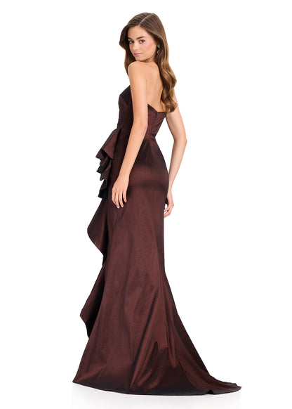 ASHLEYlauren 11751 Strapless Taffeta Gown with Ruffle