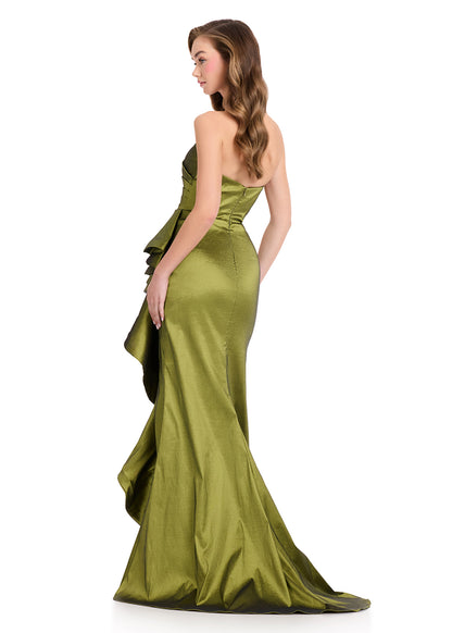 ASHLEYlauren 11751 Strapless Taffeta Gown with Ruffle
