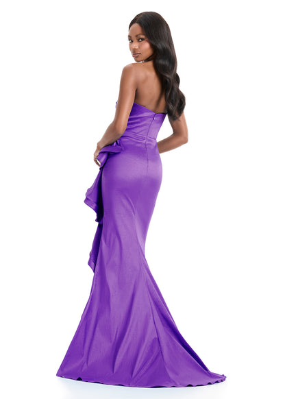 ASHLEYlauren 11751 Strapless Taffeta Gown with Ruffle