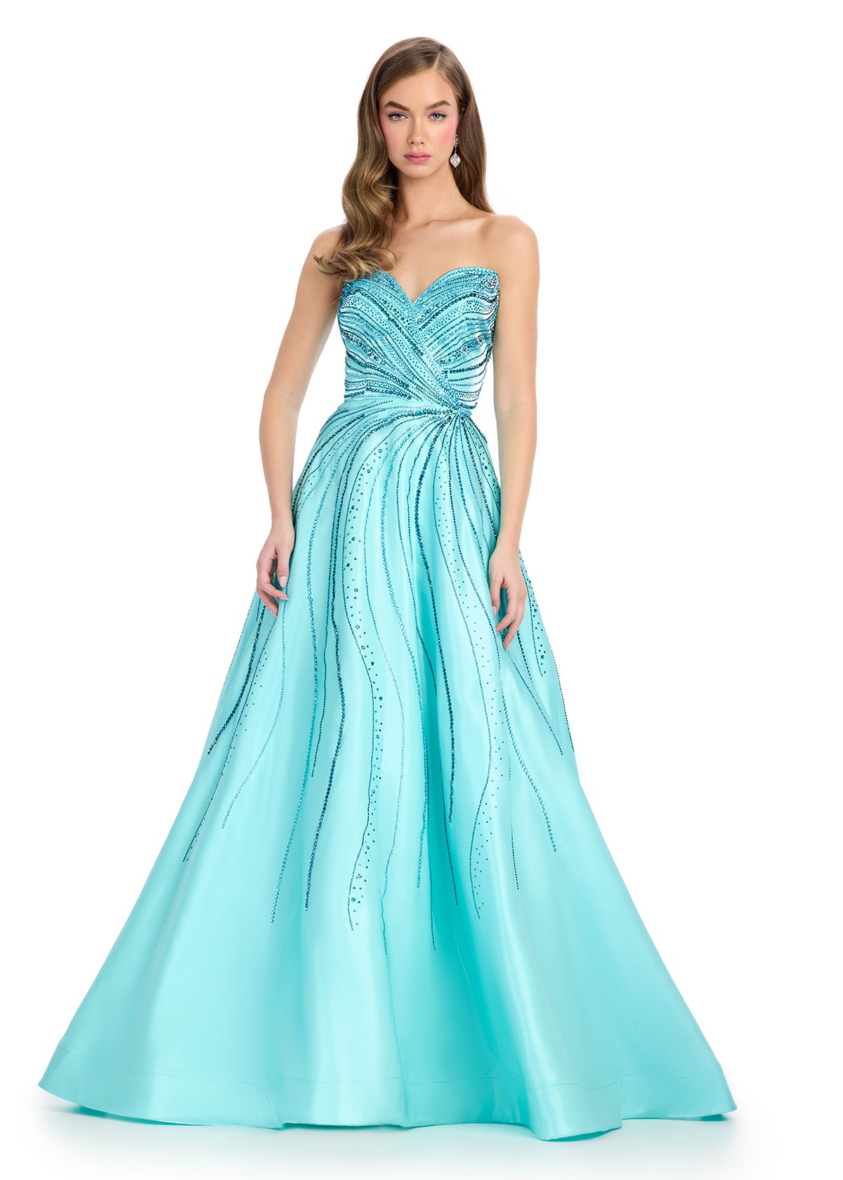 aqua prom dress satin V Neck Aqua Blue Stretch Satin Mermaid Prom Dresses
