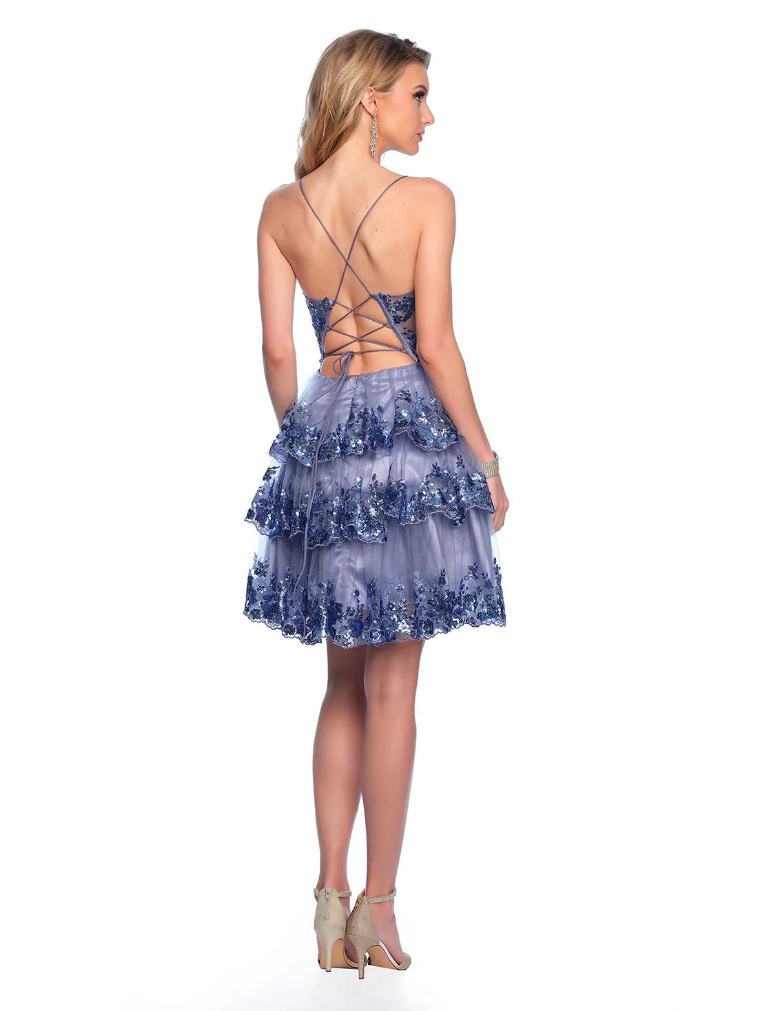 Dave & Johnny 11961 Asymmetrical Ruffle Sequin Homecoming Dress Sheer Corset Cocktail Gown 14 / Navy Blue Dave & Johnny 11961 Asymmetrical Ruffle Sequin Homecoming Dress Sheer Corset Cocktail Gown 14 / Navy Blue