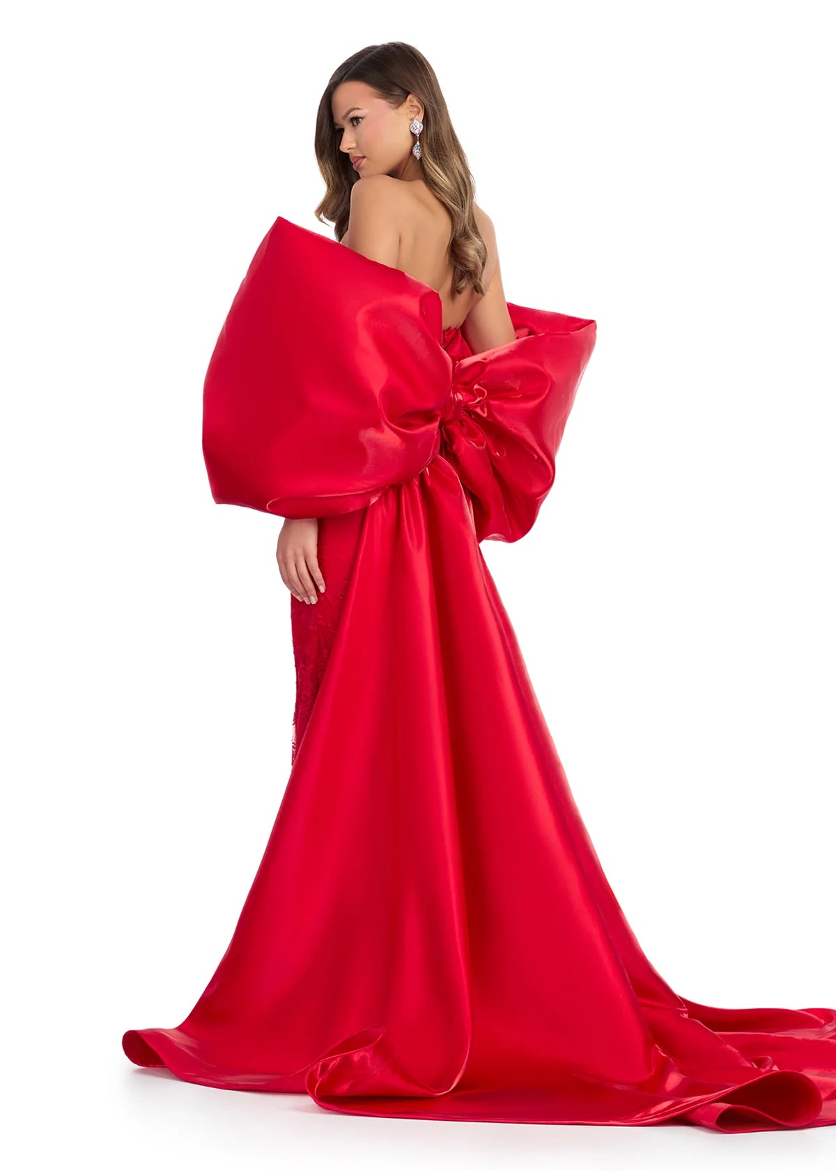 oversized cape dress Jovani 23742 One Shoulder Cape Formal Dress with Oversized Bow - Royal