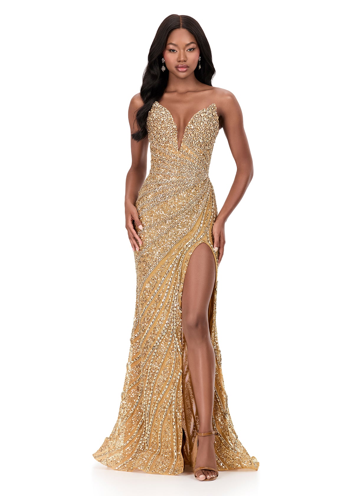 Ashley Lauren Style 12011 is a long prom dress designed for pageant and formal evening events. This elegant gown features Ashley Lauren's signature attention to fit and detail, creating a flattering silhouette that stands out on stage and in photos.

Available Colors: Silver, Gold, Red
