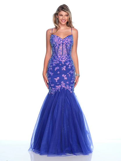Discover the elegance and glamour of the Dave &amp; Johnny 12134 Sheer Sequin Corset Mermaid Prom Dress. This stunning gown features a sheer sequin corset bodice, adding a touch of sparkle to the shimmer tulle skirt. With its flattering mermaid silhouette and pageant-worthy design, this dress is perfect for making a statement at any special occasion.

Sizes: 00-16

Colors: Royal