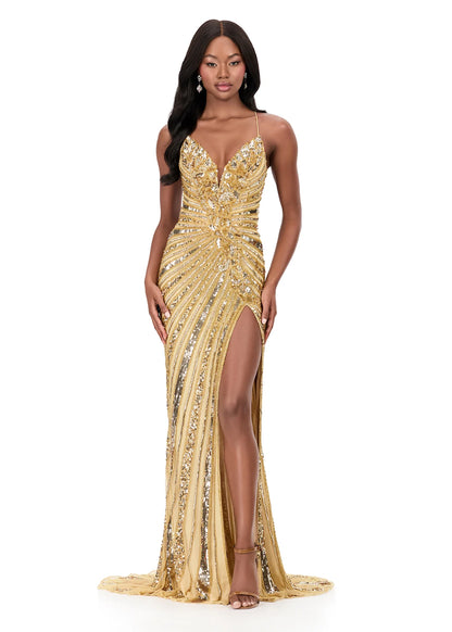 Ashley Lauren Style 12149 is a long prom dress designed for pageant and formal evening events. This elegant gown features Ashley Lauren's signature attention to fit and detail, creating a flattering silhouette that stands out on stage and in photos.