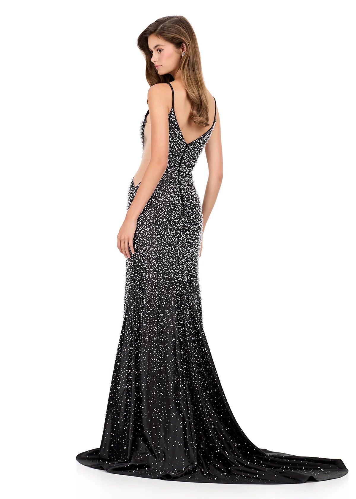ASHLEYlauren Style 12155 Long Fitted Pearl Prom Dress Pageant Formal Evening Gown 00 / Purple ASHLEYlauren Style 12155 Long Fitted Pearl Prom Dress Pageant Formal Evening Gown 00 / Purple