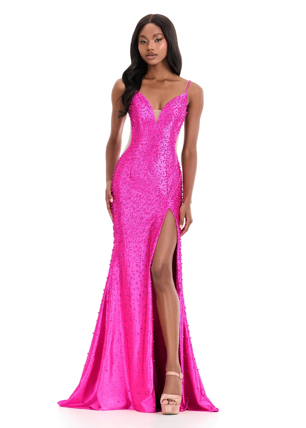 ASHLEYlauren Style 12155 Long Fitted Pearl Prom Dress Pageant Formal Evening Gown 4 / Fuchsia ASHLEYlauren Style 12155 Long Fitted Pearl Prom Dress Pageant Formal Evening Gown 4 / Fuchsia