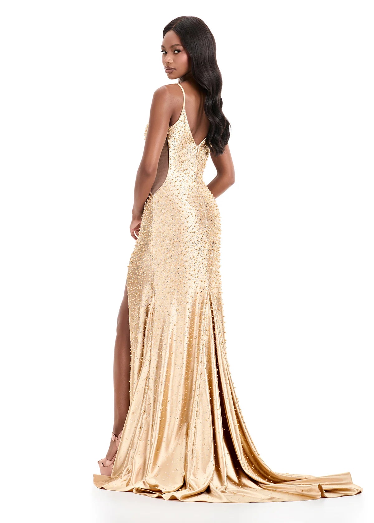 ASHLEYlauren Style 12155 Long Fitted Pearl Prom Dress Pageant Formal Evening Gown 00 / Purple ASHLEYlauren Style 12155 Long Fitted Pearl Prom Dress Pageant Formal Evening Gown 00 / Purple