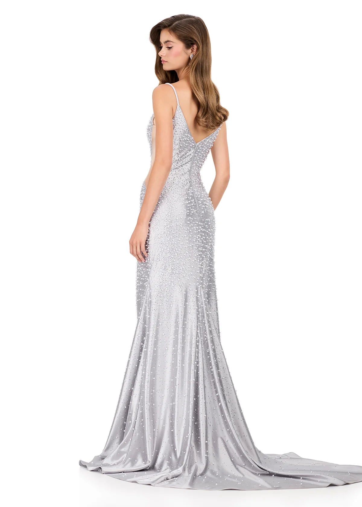ASHLEYlauren Style 12155 Long Fitted Pearl Prom Dress Pageant Formal Evening Gown 00 / Purple ASHLEYlauren Style 12155 Long Fitted Pearl Prom Dress Pageant Formal Evening Gown 00 / Purple