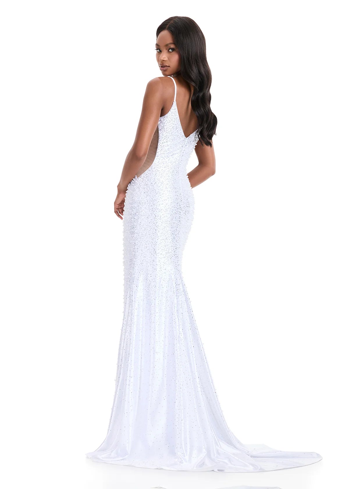 Ashley Lauren Style 12155 is a long prom dress designed for pageant and formal evening events. This elegant Pearl gown features Ashley Lauren's signature attention to fit and detail, creating a flattering silhouette that stands out on stage and in photos.