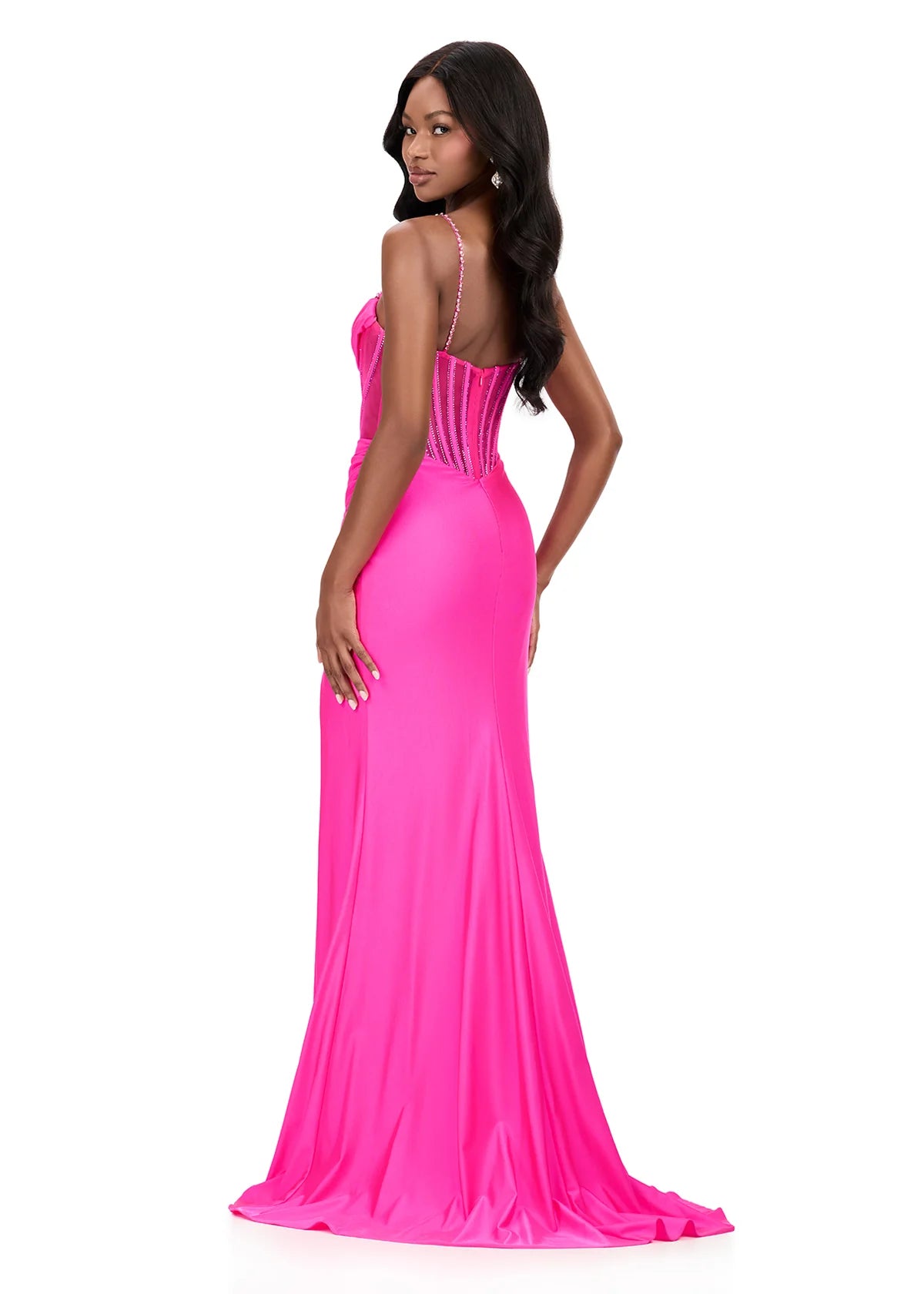 ASHLEYlauren 12173 Size 8 Fuchsia Fitted Prom Dress Corset Beaded Bustier Pageant Formal ASHLEYlauren 12173 Size 8 Fuchsia Fitted Prom Dress Corset Beaded Bustier Pageant Formal
