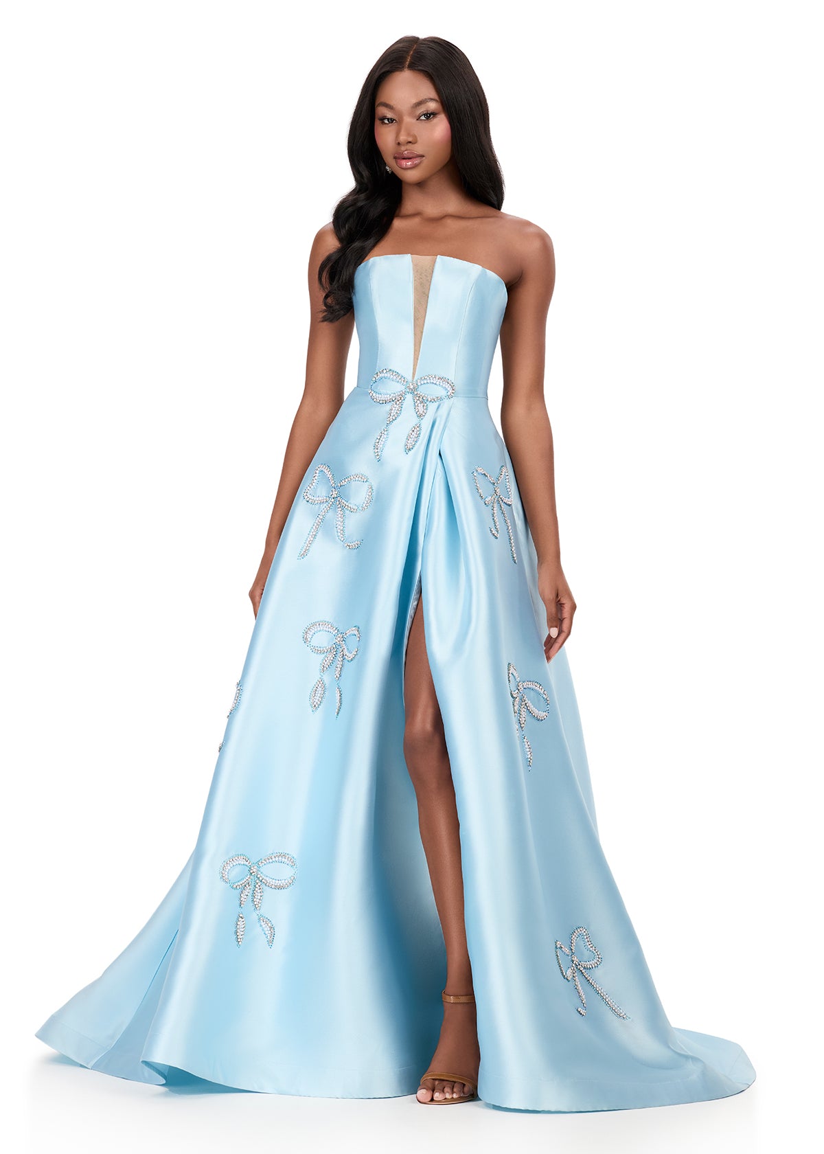 Ashley Lauren Style 12207 Long Prom Dress Pageant Formal Evening Gown 14 / Ice Blue