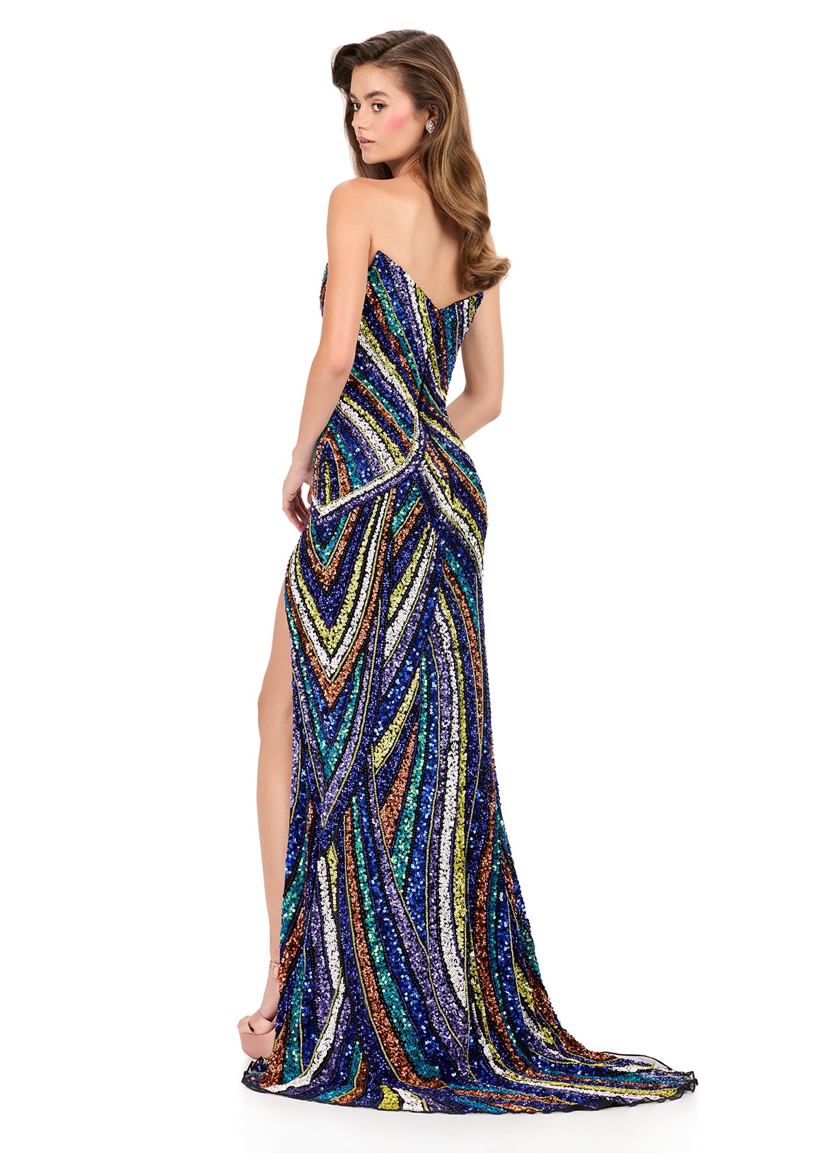Ashley Lauren Style 12218 Long Prom Dress Pageant Formal Evening Gown 00 / Multi/Black