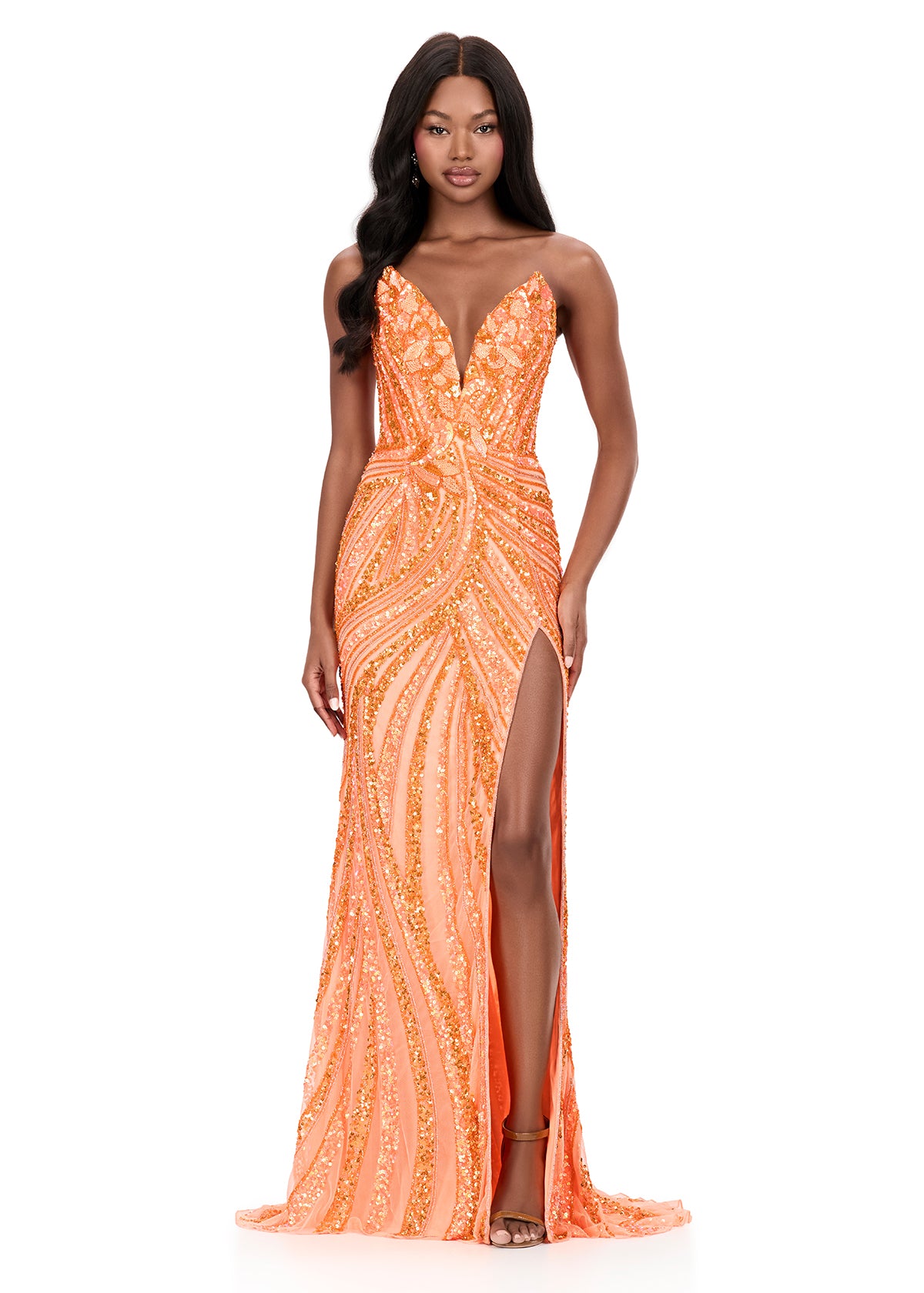 Ashley Lauren Style 12230 Long Prom Dress Pageant Formal Evening Gown 14 / Multi/Nude Ashley Lauren Style 12230 Long Prom Dress Pageant Formal Evening Gown 14 / Multi/Nude