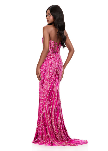 Ashley Lauren Style 12230 is a long prom dress designed for pageant and formal evening events. This elegant gown features Ashley Lauren's signature attention to fit and detail, creating a flattering silhouette that stands out on stage and in photos.