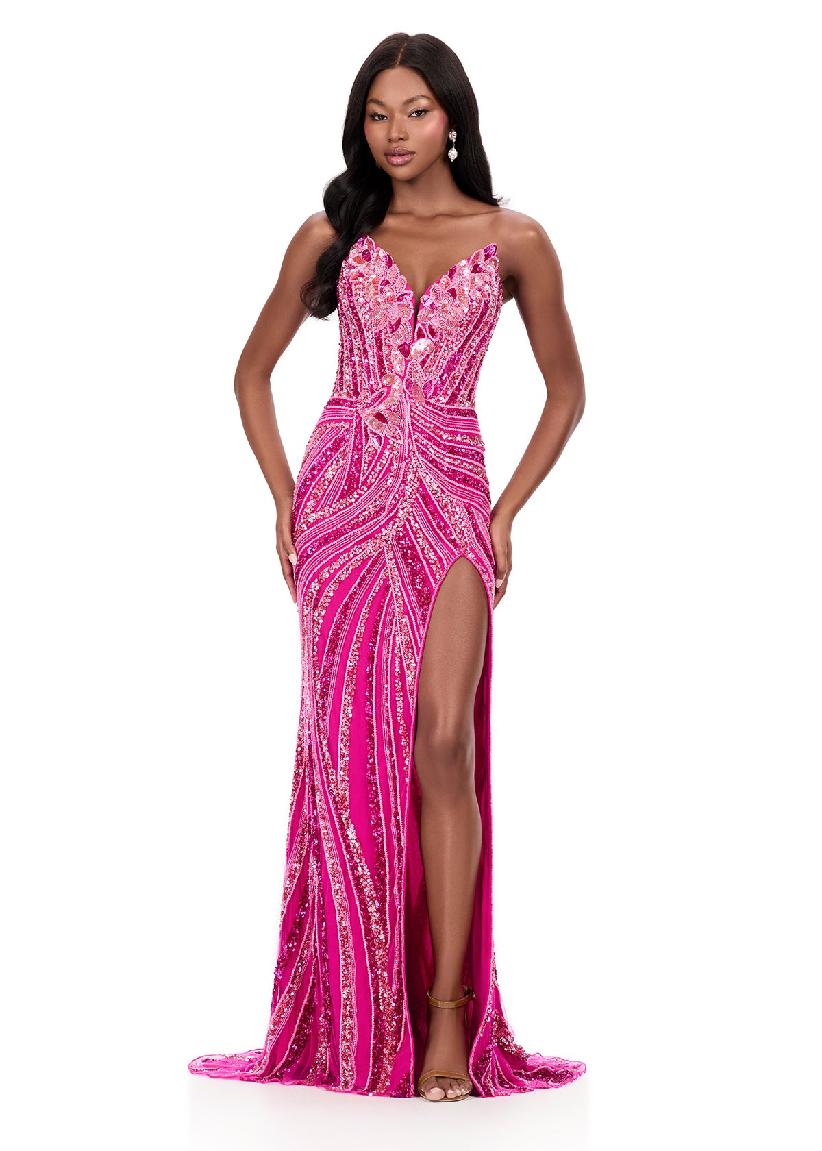 Ashley Lauren Style 12230 is a long prom dress designed for pageant and formal evening events. This elegant gown features Ashley Lauren's signature attention to fit and detail, creating a flattering silhouette that stands out on stage and in photos.