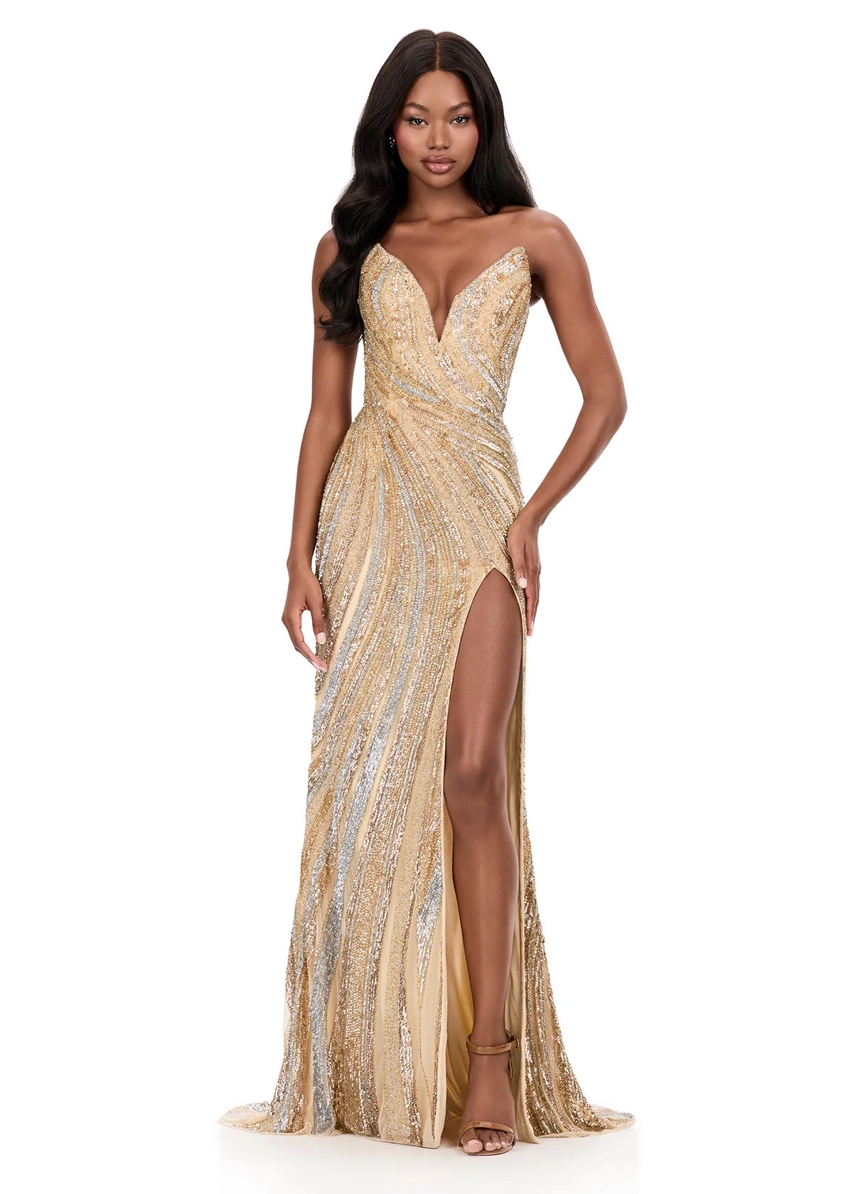 Ashley Lauren Style 12231 is a long prom dress designed for pageant and formal evening events. This Ashley Lauren dress is an ideal choice for prom, pageant competitions, formal galas, and red carpet events.