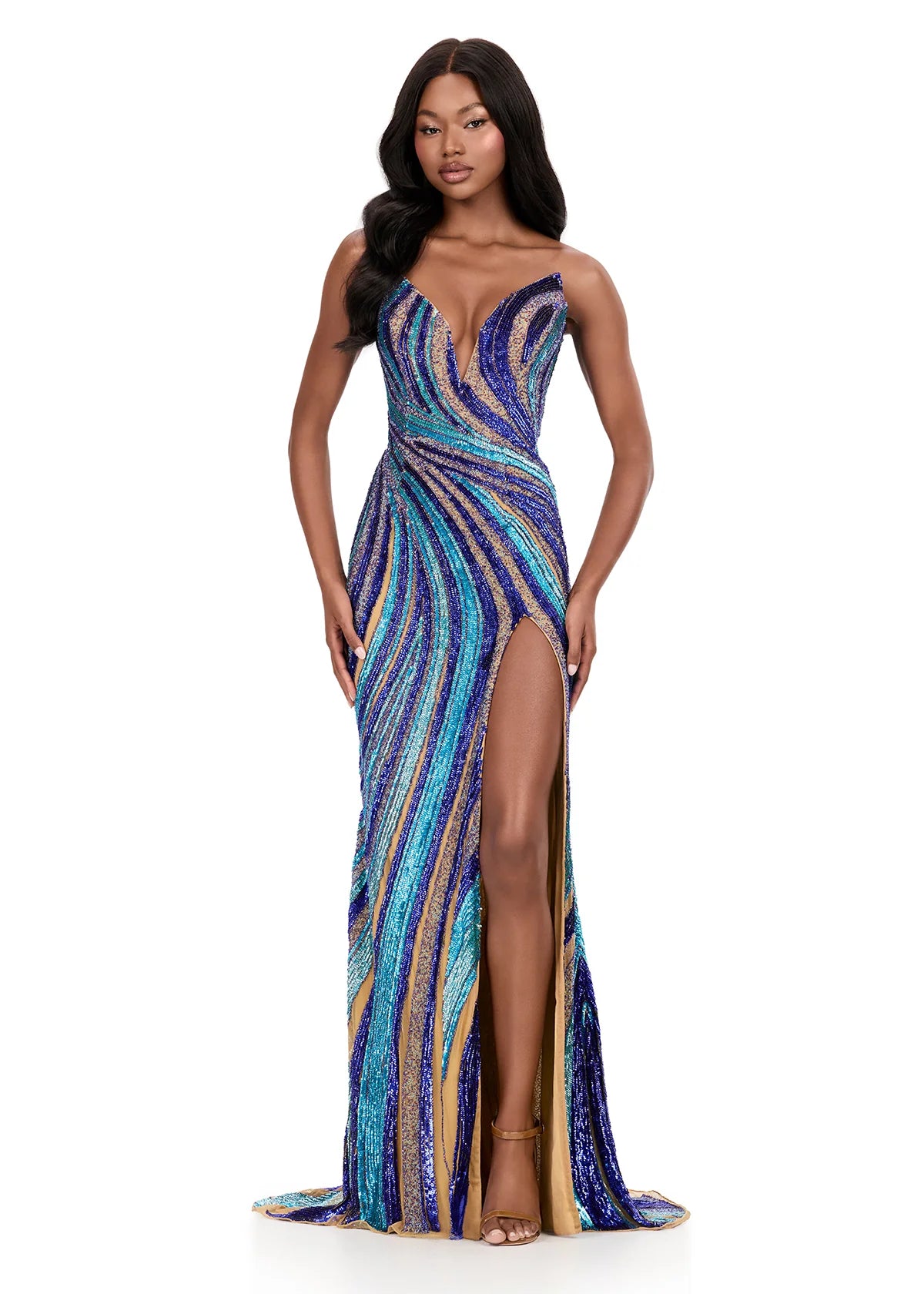 Ashley Lauren Style 12231 Long Prom Dress Pageant Formal Evening Gown 6 / Multi/Nude Ashley Lauren Style 12231 Long Prom Dress Pageant Formal Evening Gown 6 / Multi/Nude