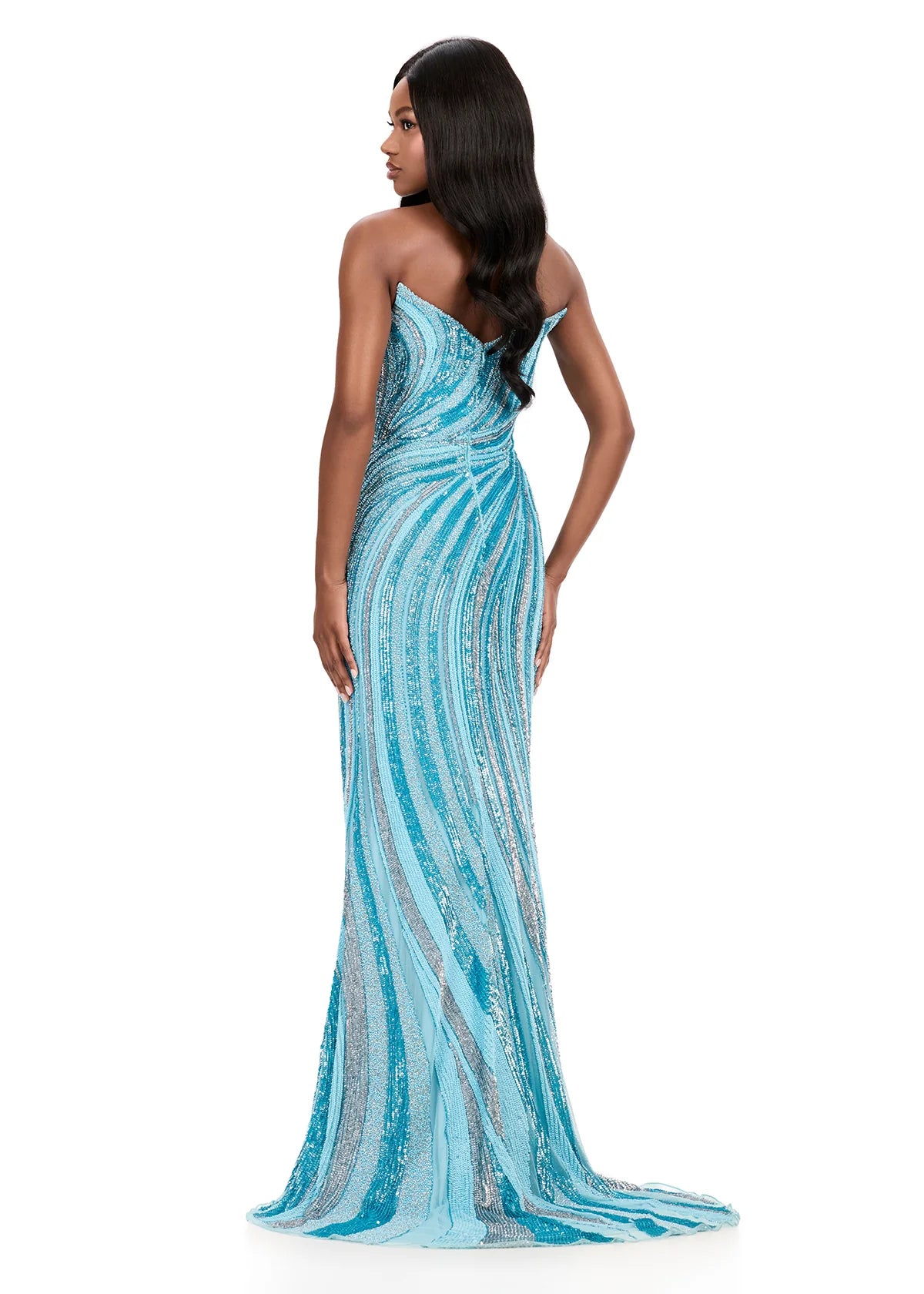 Ashley Lauren 12231 Beaded Sequin Prom Dress Pageant