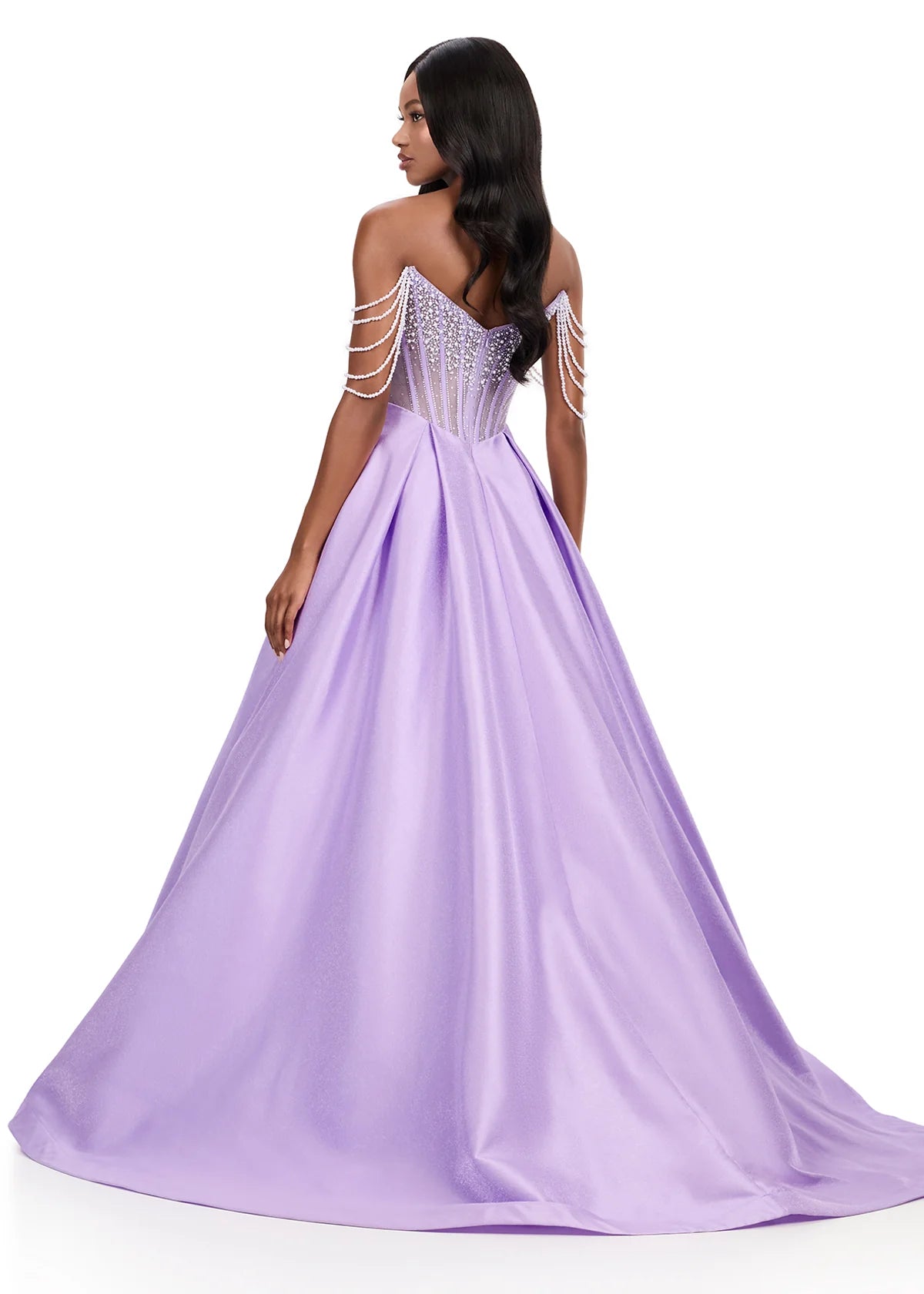 Ashley Lauren 12248 Size 4 Pink Prom Dress Pageant Pearl Corset