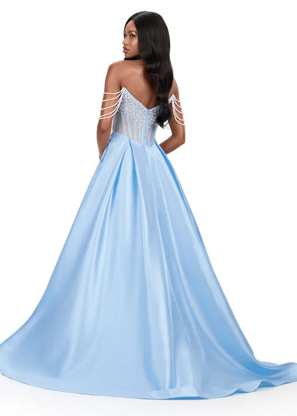 Ashley Lauren 12248 Size 4 Pink Prom Dress Pageant Pearl Corset