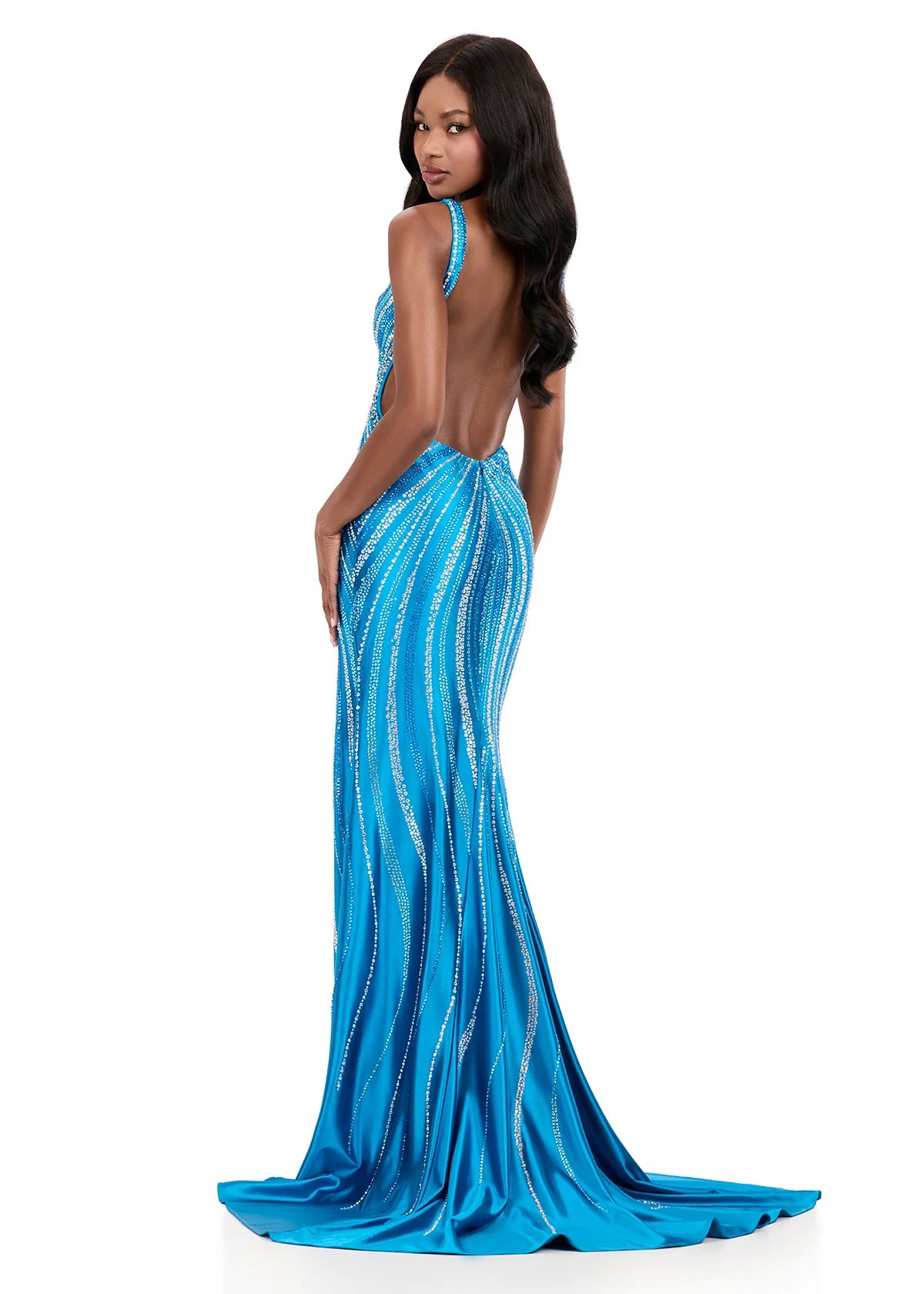 Ashley Lauren Style 12253 Long Prom Dress Pageant Formal Evening Gown 12 / Purple
