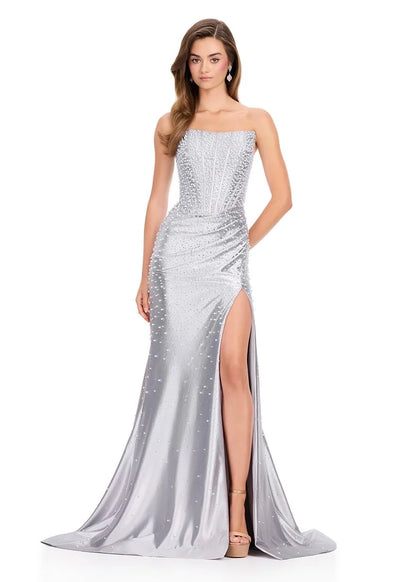 Ashleylauren 12356 Pearl Corset Prom Dress Pageant Gown