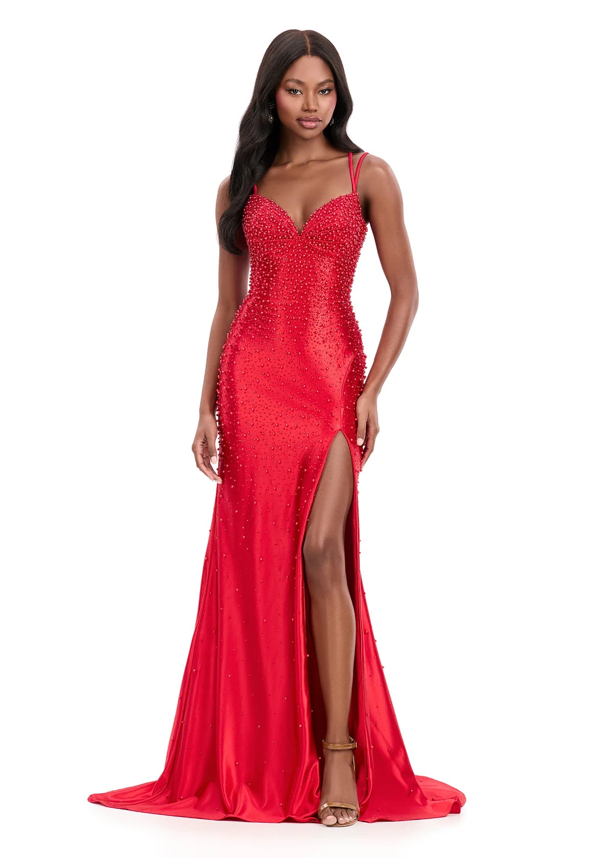 Ashley Lauren 12357 Pearl Prom Dress Backless Pageant Gown 10 / Red Ashley Lauren 12357 Pearl Prom Dress Backless Pageant Gown 10 / Red