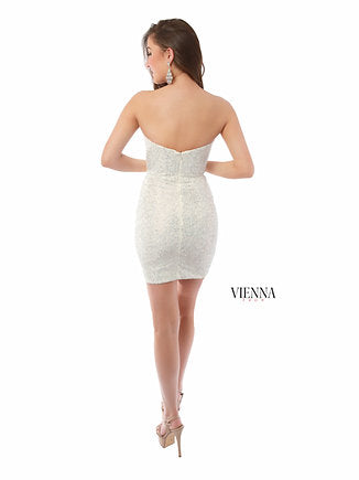 VIENNA Prom 60013 Corset Embroidered Crystals Sweetheart Neckline Fitted Cocktail Homecoming Dress. Look stunning with the VIENNA Prom 60013 Corset Dress. Designed for an alluring, fitted figure, this beautiful dress features a sweetheart neckline, corset bodice and is embellished with shining crystals for a truly elegant look. Perfect for homecoming, cocktail parties and special occasions.