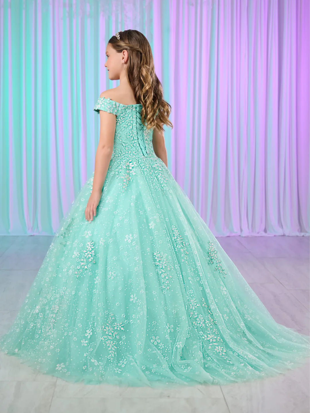 Aqua pleated shimmer gown clearance