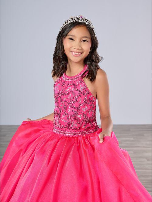 Tiffany Princess 13786 Girls Pageant Dress Crystal Bodice Ballgown A Line High Neck Formal