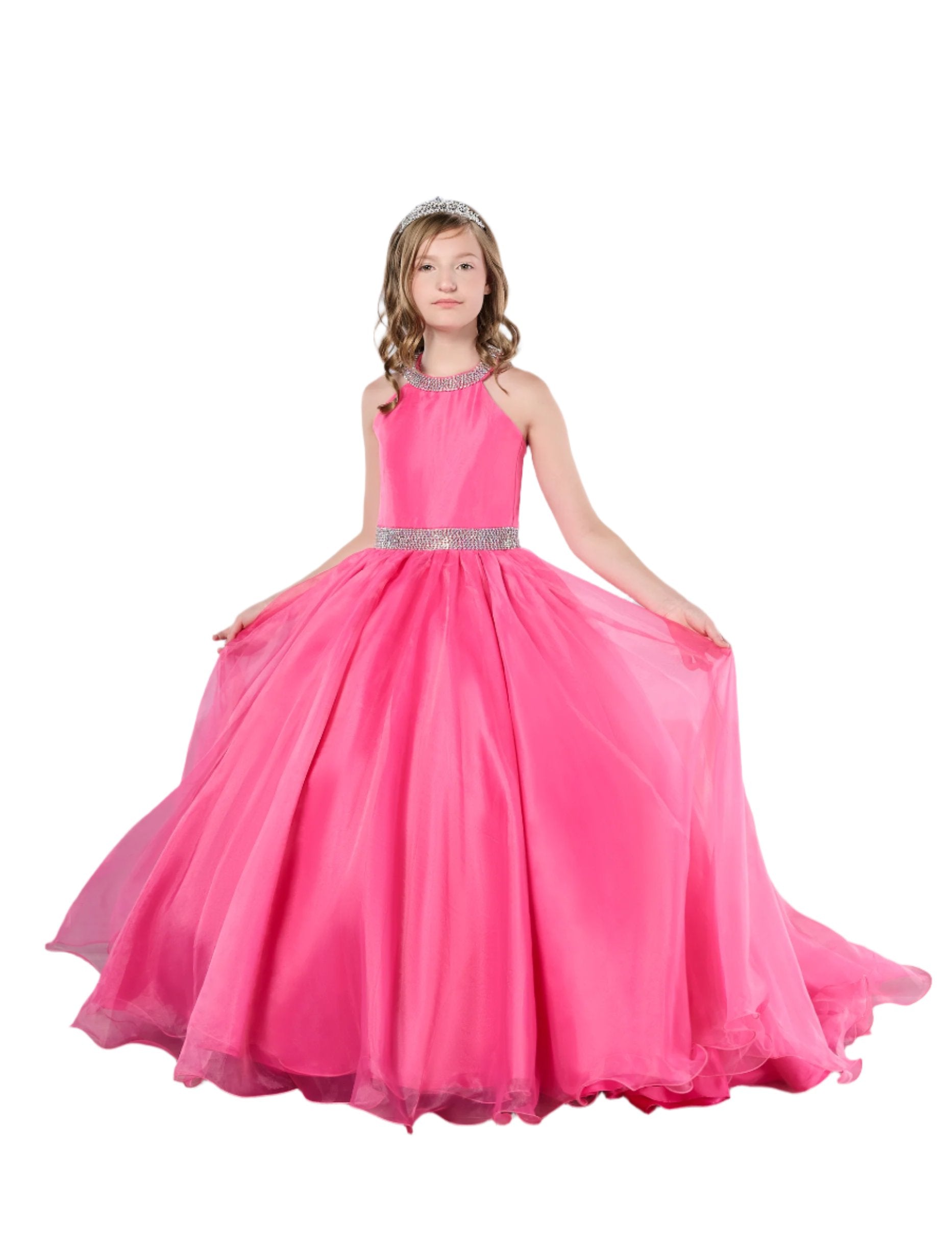Tiffany Princess 13801 Size 10 Fuchsia Girls Pageant Dress Halter Ball – Glass Slipper Formals