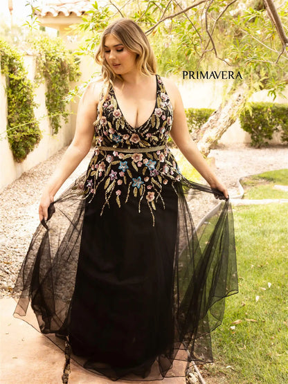 Primavera Couture 14006 Size 22 Black Prom Dress Long Ball Gown A Line Glass Slipper Formals Primavera Couture 14006 Size 22 Black Prom Dress Long Ball Gown A Line Glass Slipper Formals