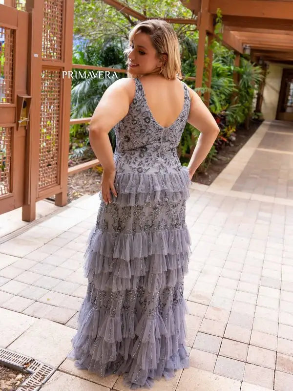 Elegant Blue Tulle Sweetheart V-Neck Sleeveless A-Line Long Prom Dress –  SofieBridal