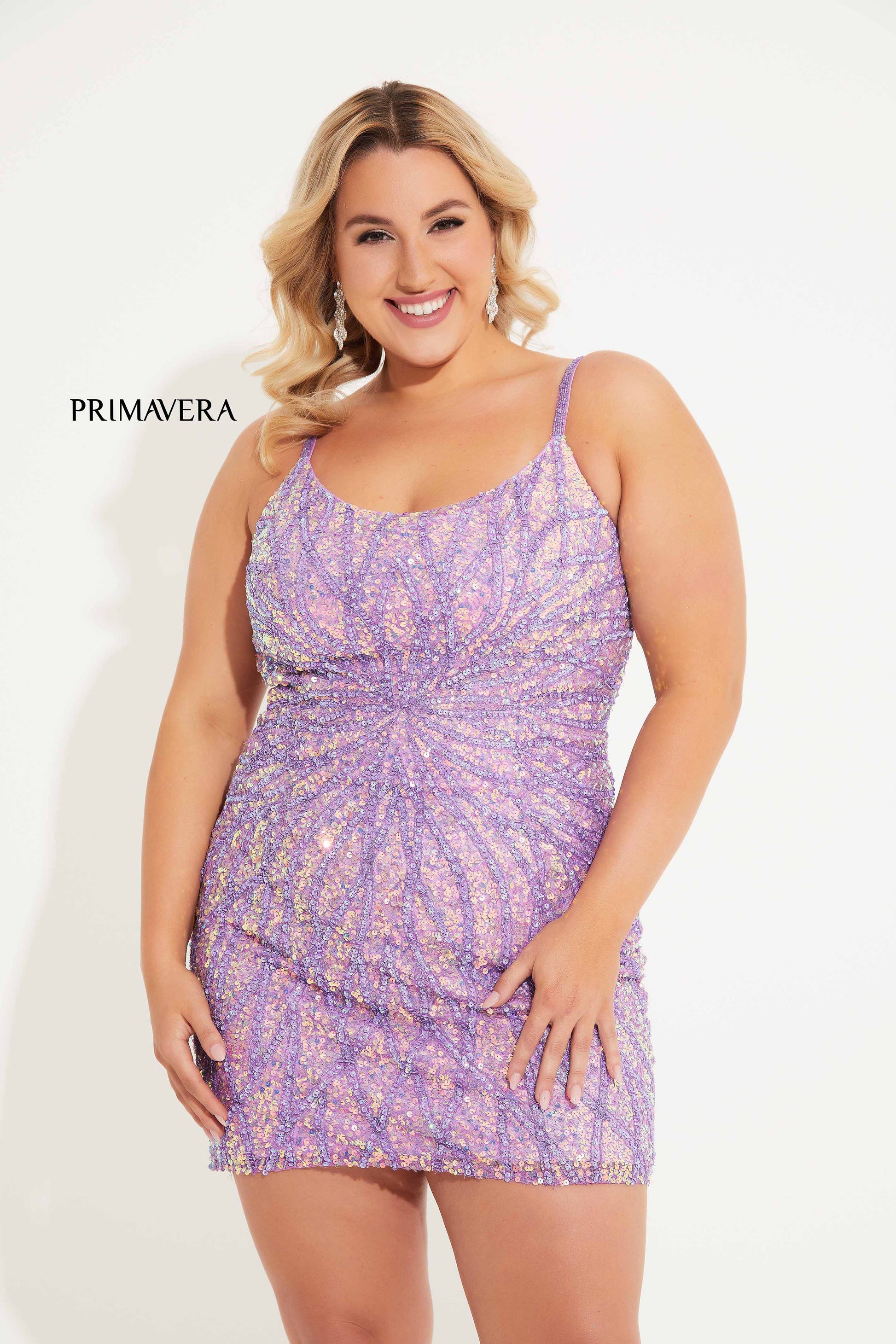 Primavera Couture 14061 Sequin Plus Size Homecoming Cocktail Dress Corset Back Beaded Lilac / 16 Primavera Couture 14061 Sequin Plus Size Homecoming Cocktail Dress Corset Back Beaded Lilac / 16
