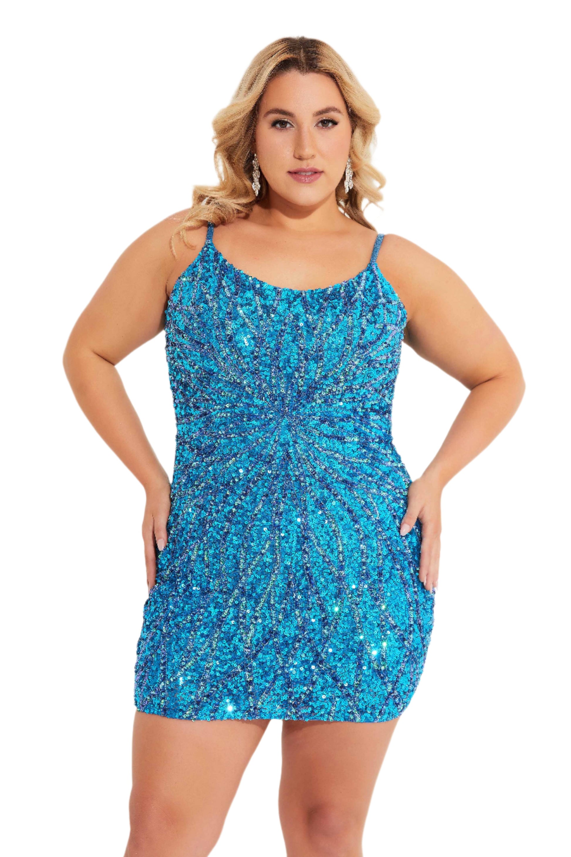 Primavera Couture 14061 Size 24 Peacock Sequin Plus Size Homecoming Cocktail Dress Corset Back Beaded Primavera Couture 14061 Size 24 Peacock Sequin Plus Size Homecoming Cocktail Dress Corset Back Beaded